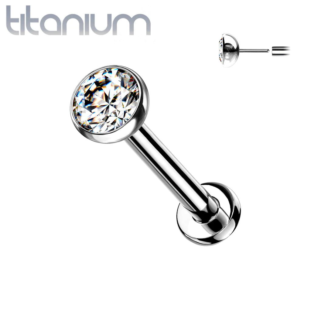 Implant Grade Titanium Threadless Push In Nose Ring Flat Back Bezel Light Baby Pink CZ With Flat Back Implant Grade Titanium Threadless Push In Nose Ring Flat Back Bezel Light Baby Pink CZ With Flat Back