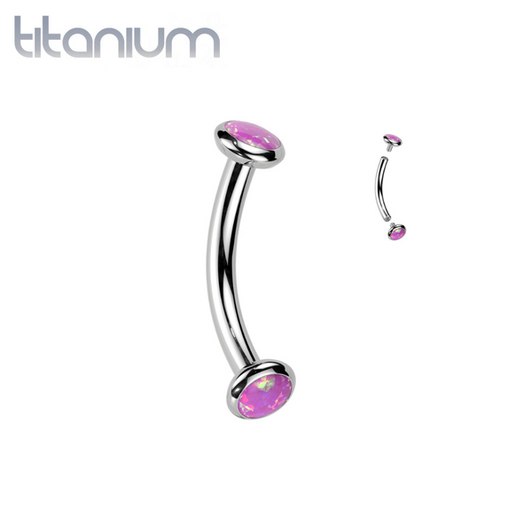 Implant Grade Titanium White Opal Internally Threaded Curved Barbell Implant Grade Titanium White Opal Internally Threaded Curved Barbell