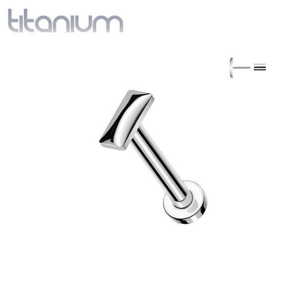 Implant Grade Titanium Minimal Rectangle Push In Threadless Labret With Flat Back - Pierced Universe
