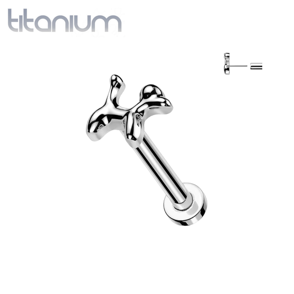 Implant Grade Titanium Poodle Dog Threadless Labret With Flat Back - Pierced Universe