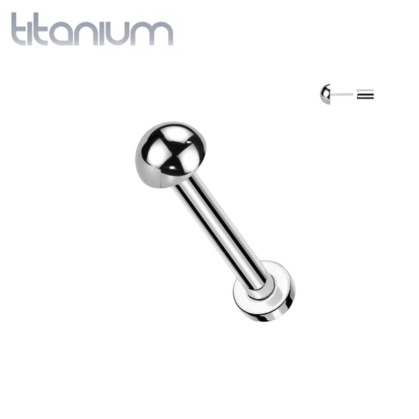 Implant Grade Titanium Minimal Dome Ball Top Threadless Labret With Flat Back - Pierced Universe