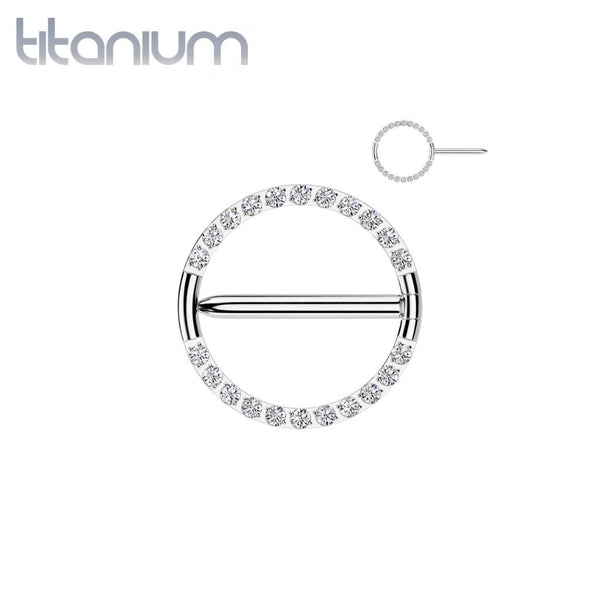 Implant Grade Titanium White CZ Hinged Clicker Nipple Shield