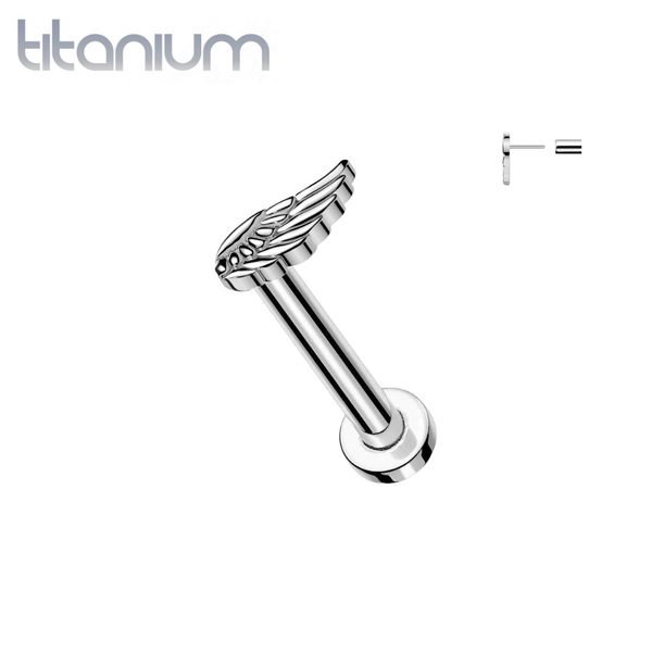 Implant Grade Titanium Angel Wing Push In Threadless Labret With Flat Back