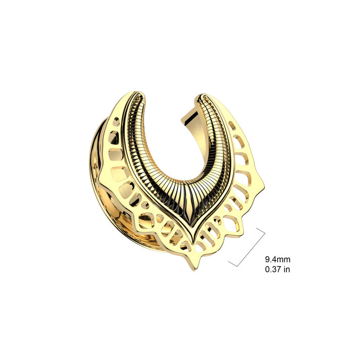 316L Surgical Steel Gold PVD Half Saddle Hanger Tribal Double Flared Ear Tunnels - Pierced Universe
