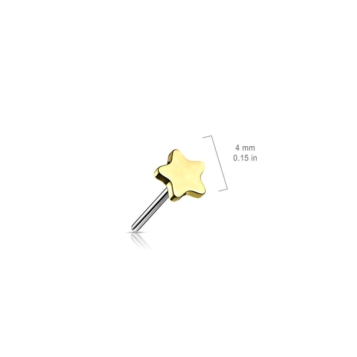 Implant Grade Titanium Threadless Push In Tragus/Cartilage Rose Gold PVD Star Stud With Flat Back - Pierced Universe