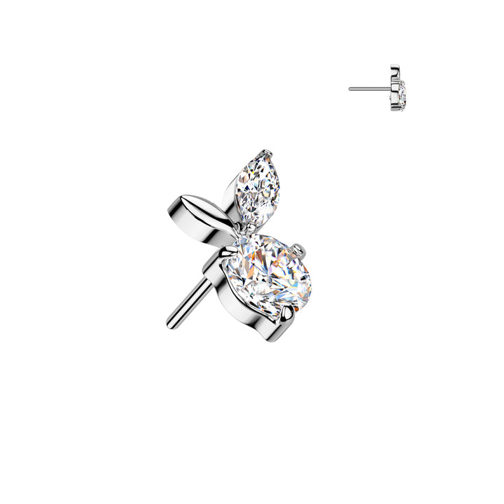 Implant Grade Titanium White CZ Apple Threadless Labret With Flat Back - Pierced Universe