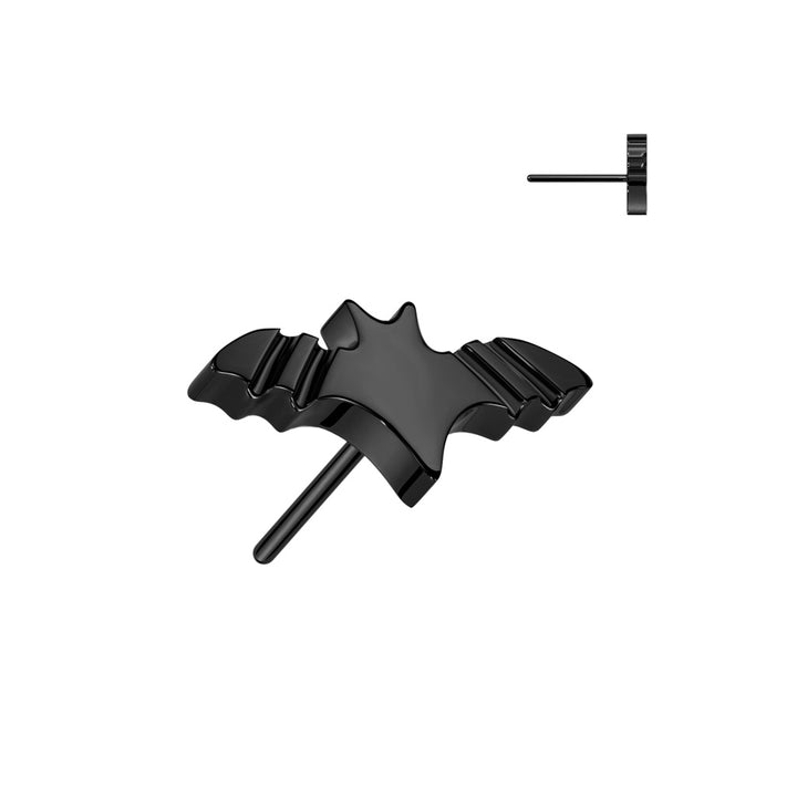 Implant Grade Titanium Black PVD Winged Flying Bat Push In Threadless Labret With Flat Back - Pierced Universe