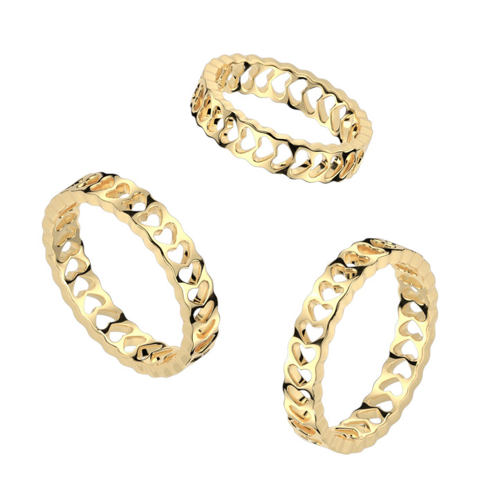 Dainty Heart Cut Out Stackable Gold PVD Stainless Steel Ring - Pierced Universe
