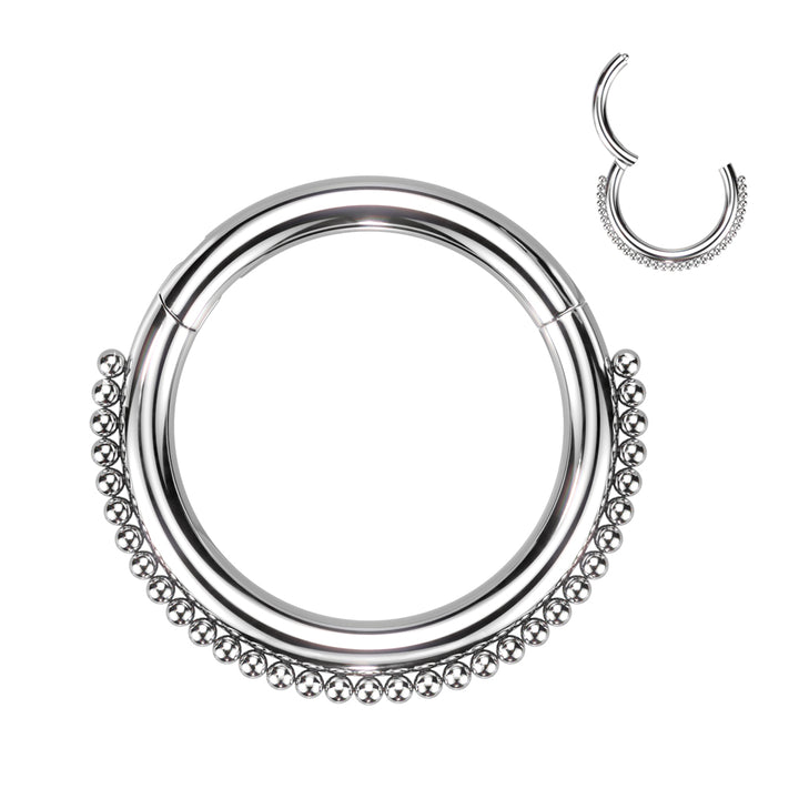 316L Surgical Steel Dainty Beaded Hinged Clicker Hoop - Pierced Universe