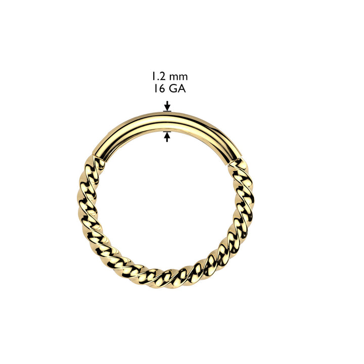 Implant Grade Titanium Gold PVD Braided Twisted Hinged Clicker Hoop - Pierced Universe