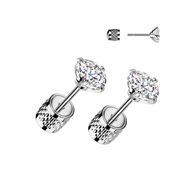 Pair of 316L Surgical Steel Gold PVD White CZ Triangle Stud Earrings Pair of 316L Surgical Steel Gold PVD White CZ Triangle Stud Earrings