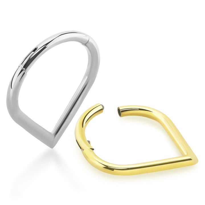316L Surgical Steel Gold PVD V Shape Hinged Clicker Hoop - Pierced Universe