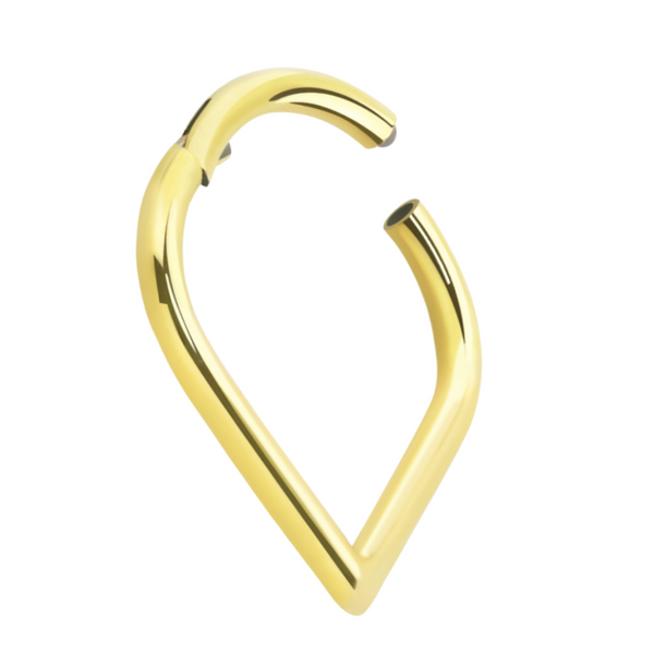 316L Surgical Steel Gold PVD V Shape Hinged Clicker Hoop