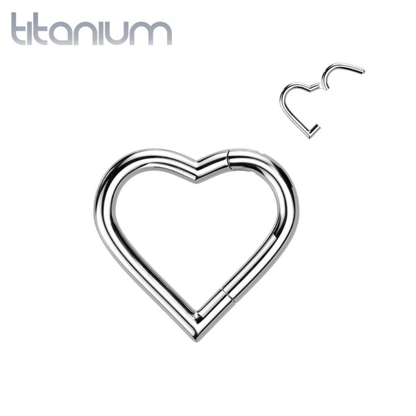 Implant Grade Titanium Heart Shaped Hinged Clicker Hoop - Pierced Universe