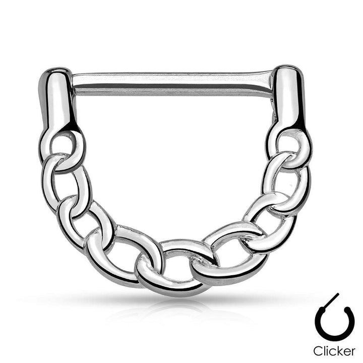 14ga 316L Surgical Steel Chain Linked Nipple Ring Clicker - Pierced Universe