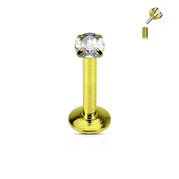 316L Gold Titanium IP Surgical Steel Flat Back Internally Threaded Labret - Pierced Universe