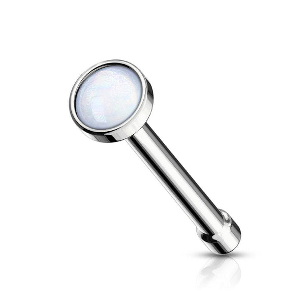 316L Surgical Steel 2mm White Stone Ball End Nose Pin - Pierced Universe
