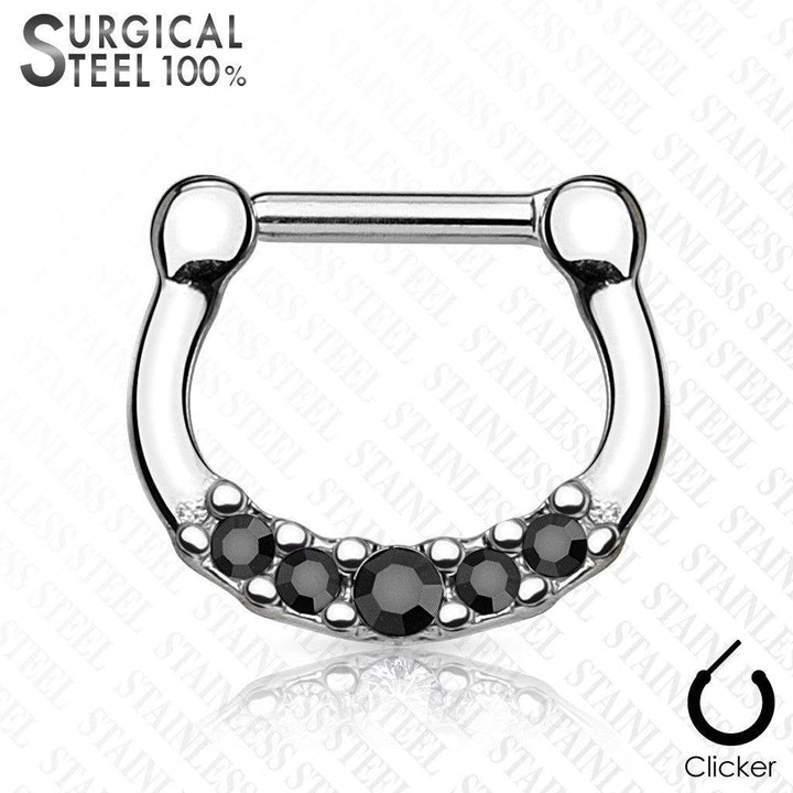 316L Surgical Steel 5 Gem Septum Ring Clickers - Pierced Universe