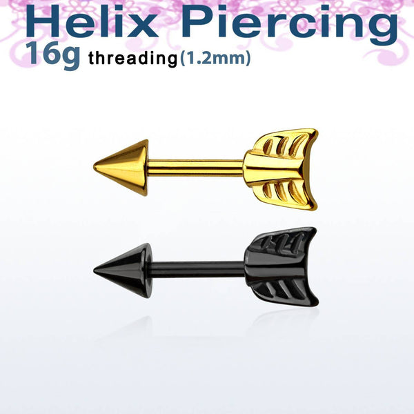 316L Surgical Steel Bow and Arrow Cartilage Helix Tragus Ring - Pierced Universe