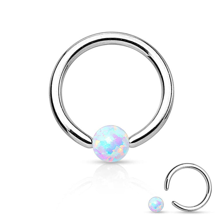 316L Surgical Steel Captive Bead Ring with Opal Ball - Pierced Universe