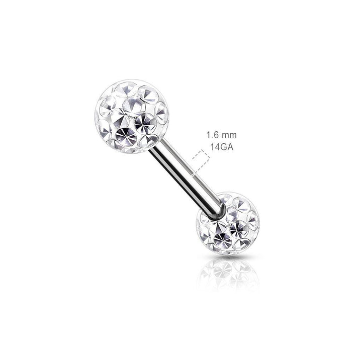 316L Surgical Steel Internally Threaded Aqua CZ Shamballa Coated Straight Barbell - Pierced Universe