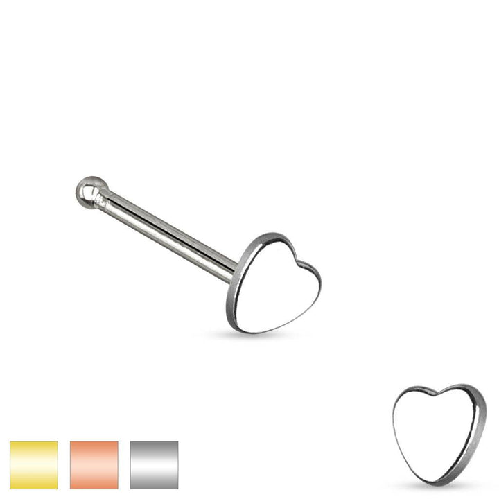 316L Surgical Steel Small Heart Ball End Nose Bone Ring Pin - Pierced Universe