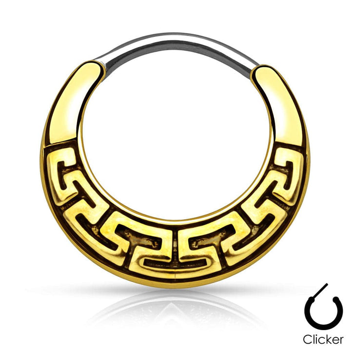 316L Surgical Steel Vintage Antique Curved Septum Nose Ring Clicker - Pierced Universe