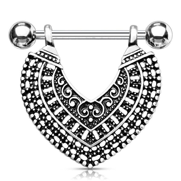 316L Surgical Steel Vintage Boho Lotus Nipple Shield Barbell 316L Surgical Steel Vintage Boho Lotus Nipple Shield Barbell