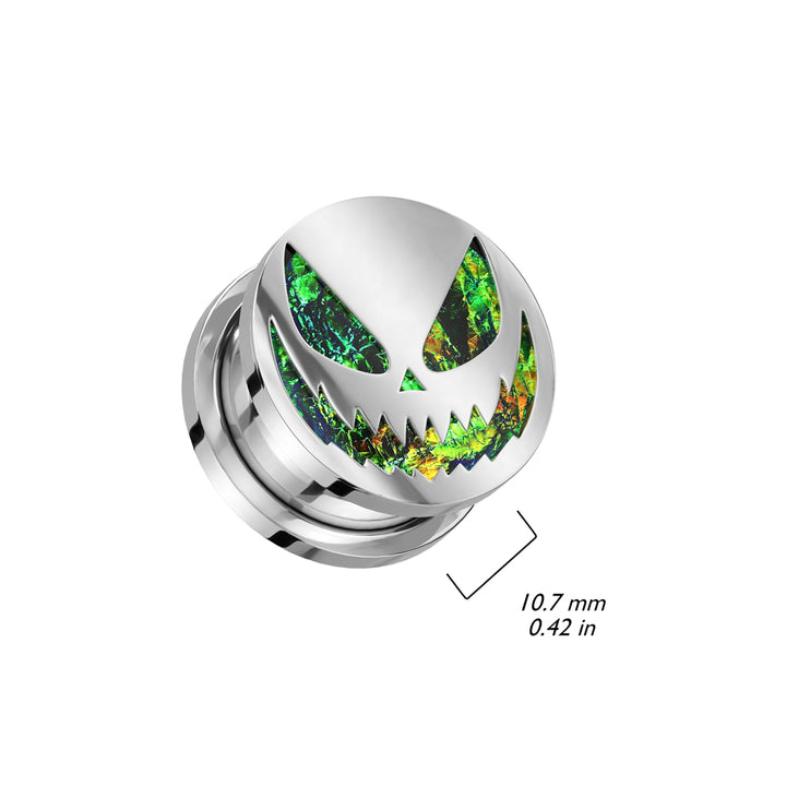 316L Surgical Steel Green Grinning Skeleton Screw On Ear Plugs - Pierced Universe