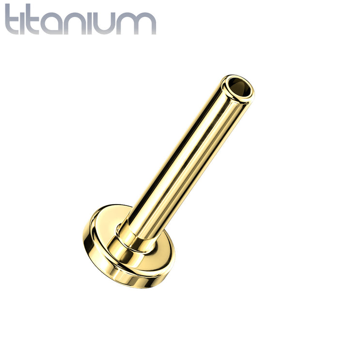 Implant Grade Titanium Gold PVD Threadless Push In Labret White Marquise CZ Stud - Pierced Universe