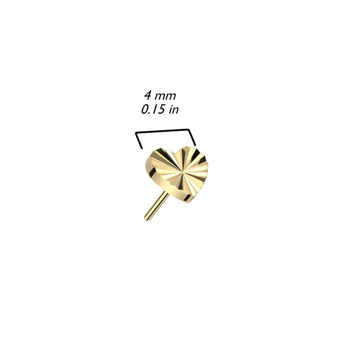 Implant Grade Titanium Gold PVD Ridged Heart Threadless Push In Labret - Pierced Universe