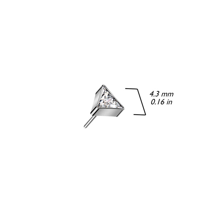 Pair of Implant Grade Titanium Aqua CZ Triangle Threadless Push In Earrings With Flat Back - Pierced Universe