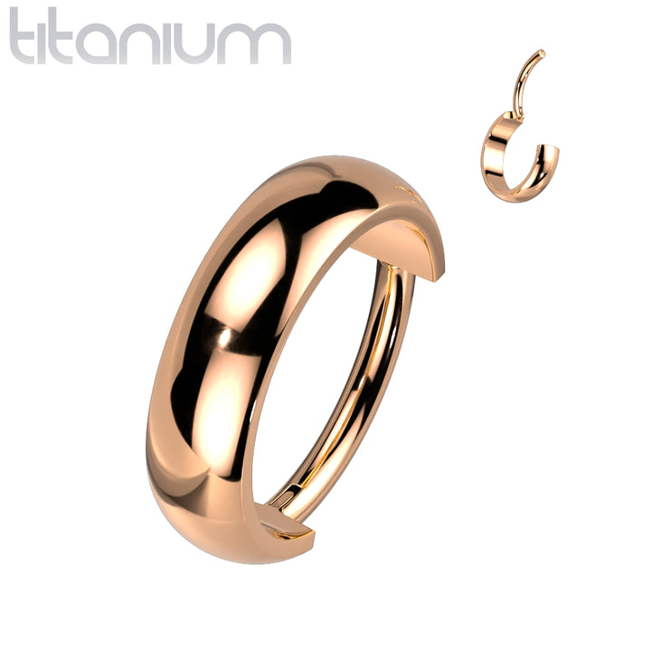 High Polished Implant Grade Titanium Rose Gold PVD Clicker Hinged Hoop - Pierced Universe