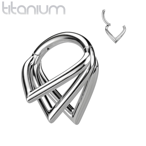 Implant Grade Titanium Multi Triangle Cuff Hinged Clicker Hoop - Pierced Universe