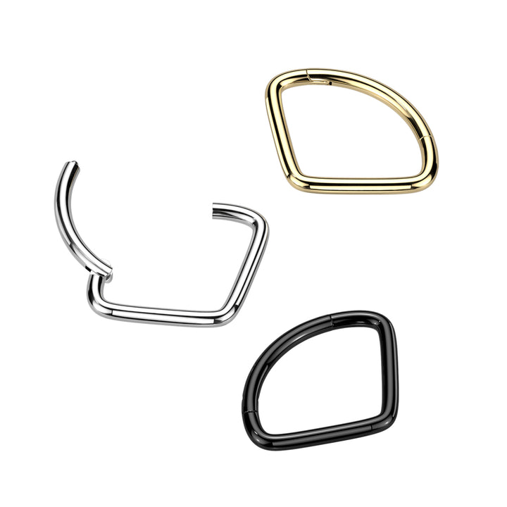 Implant Grade Titanium Wide V Shape Hinged Septum Clicker Hoop - Pierced Universe