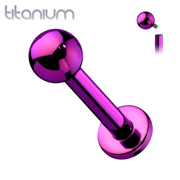 Implant Grade Titanium Internally Threaded Purple PVD Labret - Pierced Universe