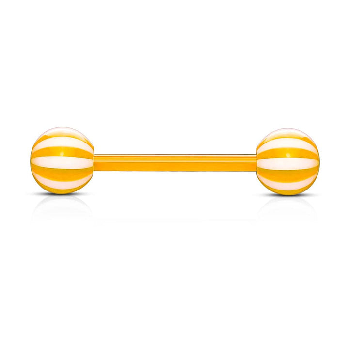 Acrylic Bio Flex Orange Beach Ball Straight Barbell - Pierced Universe