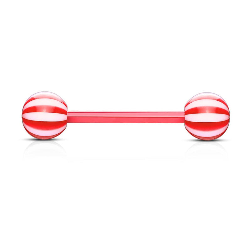 Acrylic Bio Flex Red Beach Ball Straight Barbell - Pierced Universe