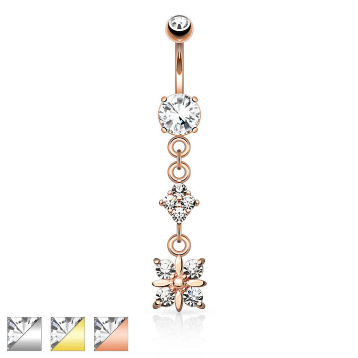 Cute Small CZ Crystal Dangle Belly Ring - Pierced Universe