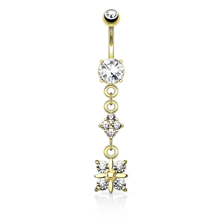 Cute Small CZ Crystal Dangle Belly Ring - Pierced Universe