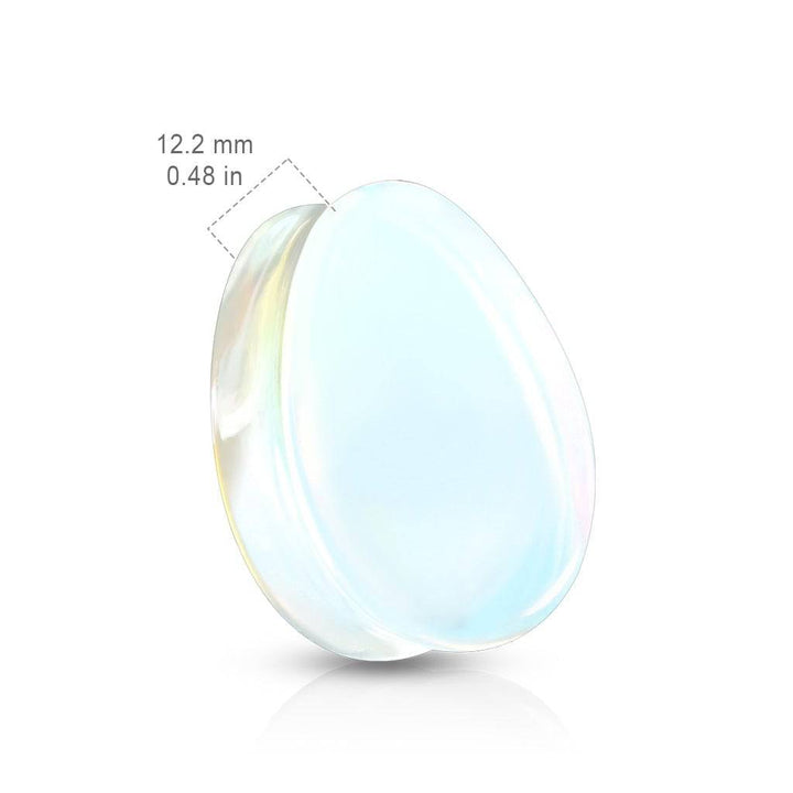 Double Flared Saddle Tear Drop Blue Opalite Stone Plugs - Pierced Universe