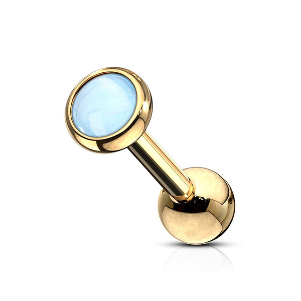 Gold Plated Surgical Steel Blue Stone Ball Back Cartilage Ring Barbell - Pierced Universe