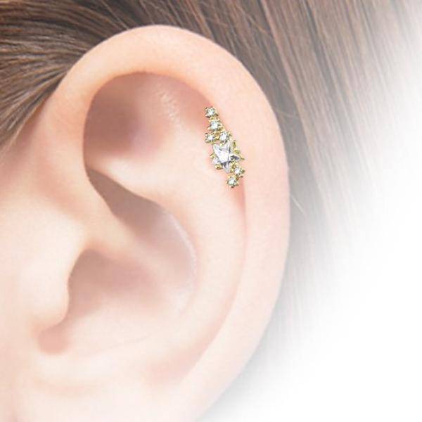 Gold Surgical Steel Star CZ Crystal Helix Barbell - Pierced Universe