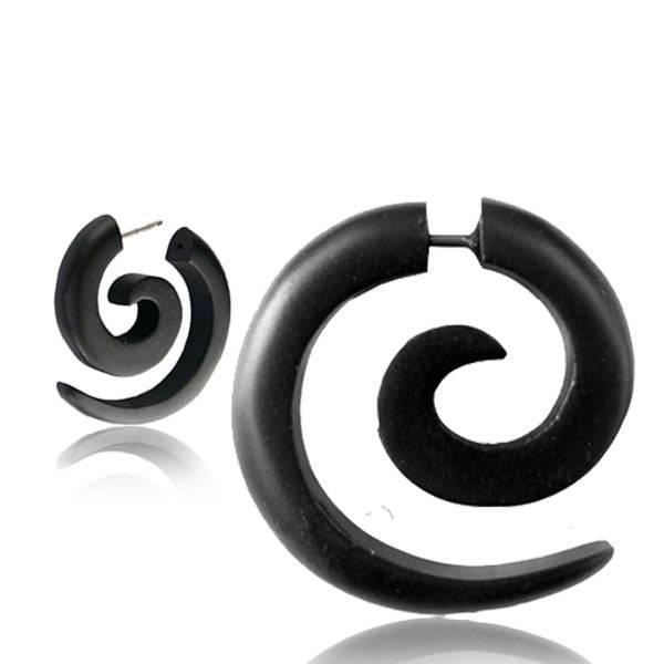 Hand Carved Black Narra Wood Fake Ear Spiral - Pierced Universe