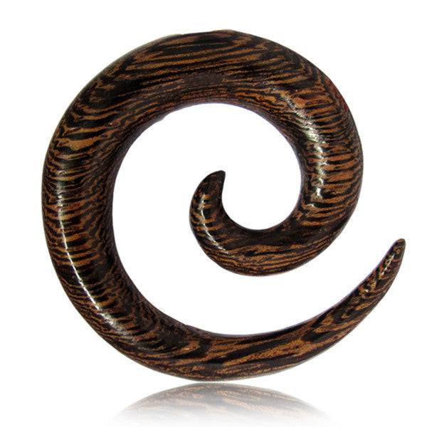 Hand Carved Siamea Wood Ear Spiral Expander - Pierced Universe