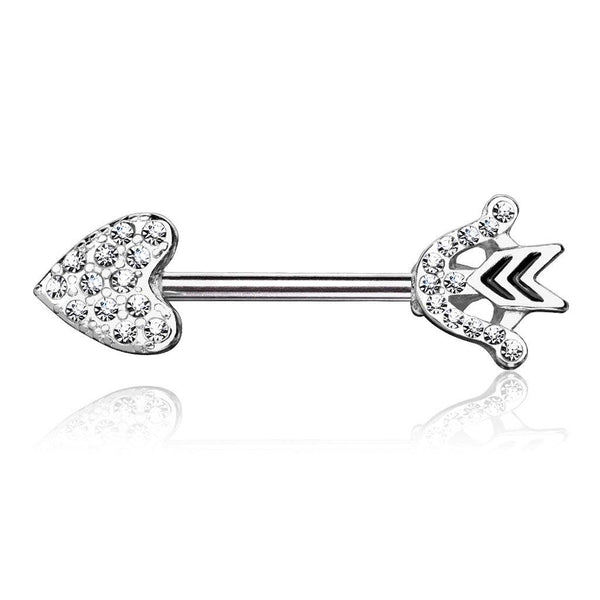 Heart & Arrow CZ Nipple Ring Barbell - Pierced Universe