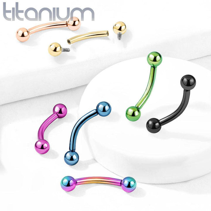 Implant Grade Titanium Black PVD Internally Threaded Curved Barbell - Pierced Universe