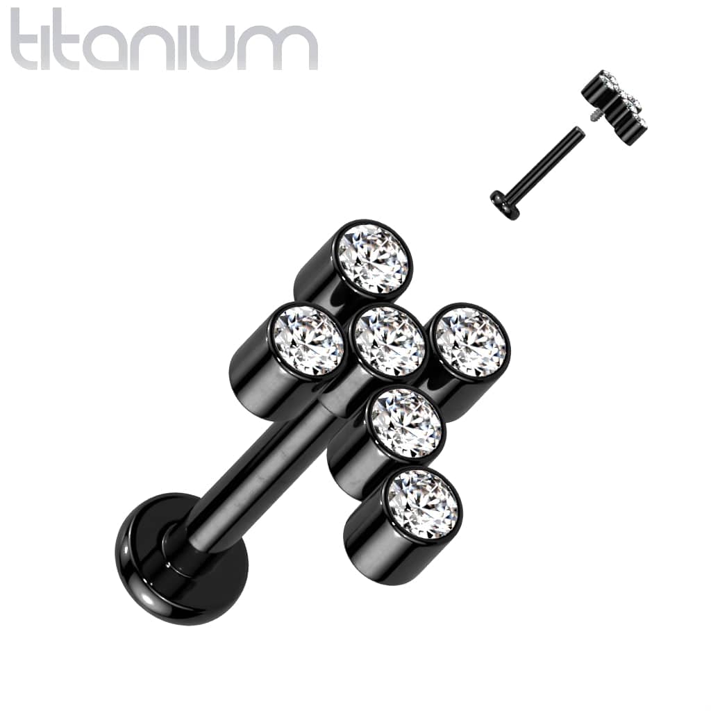 Implant Grade Titanium Internally Threaded Black PVD Labret Implant Grade Titanium Internally Threaded Black PVD Labret