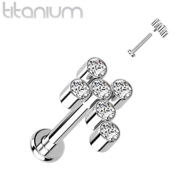 Implant Grade Titanium Internally Threaded White Cross Labret - Pierced Universe