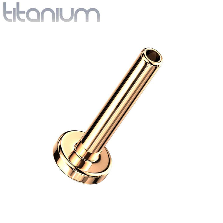 Implant Grade Titanium Rose Gold White CZ Square Gem Top Threadless Push In Labret - Pierced Universe